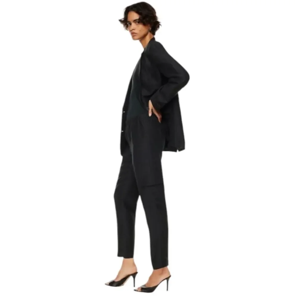 Aritzia Babaton Pants Titan Cargo Linen Blend Pull On Sz 10 Minimalist Utility